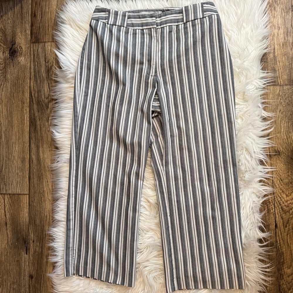 Nine & Company Stripe Crop Wide Leg Pants 6 Coastal Chic Career Minimalist